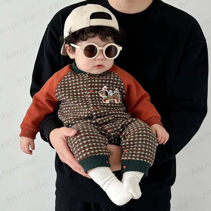Baby Houndstooth Knit Puppy Romper - image 4