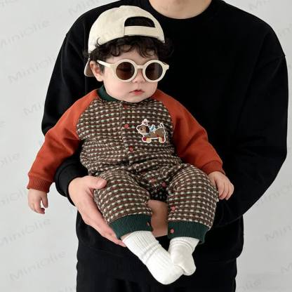 Baby Houndstooth Knit Puppy Romper - image 4