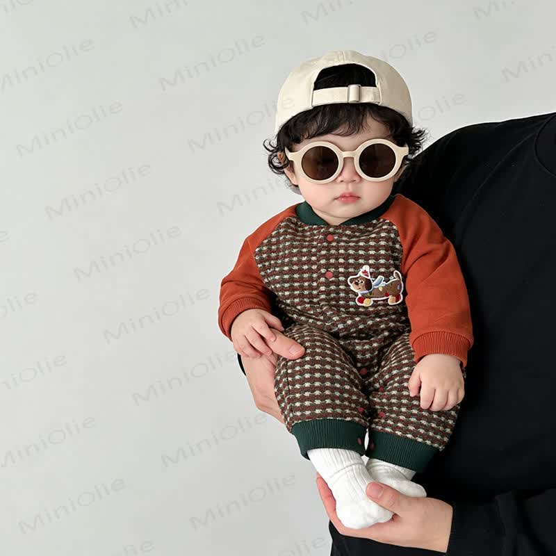 Baby Houndstooth Knit Puppy Romper - image 5