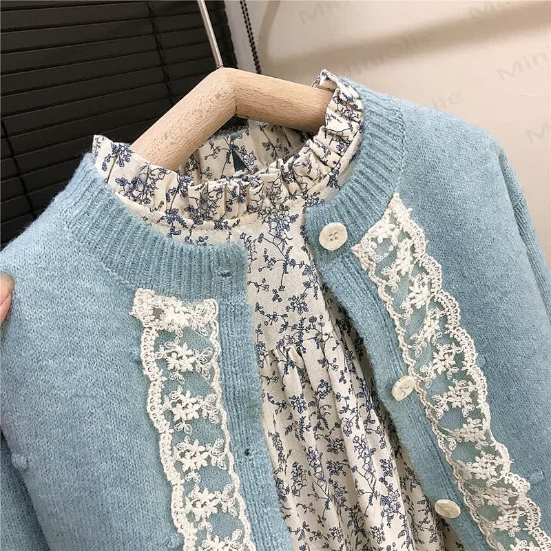 Toddler Girl Vintage Flower Print Dress and Outerwear - image 4