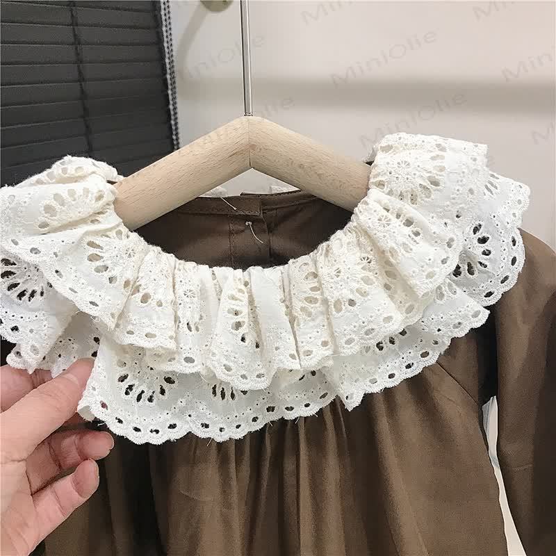 Toddler Girl Lace Collar Puff Sleeve Dress - image 6