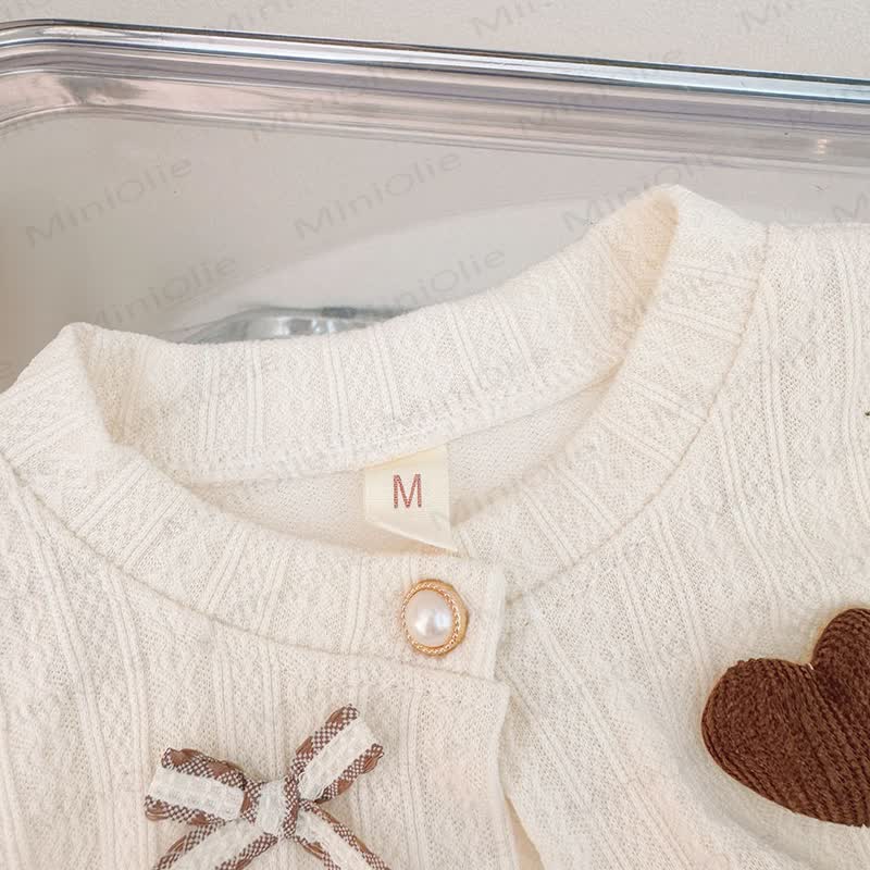 Baby Toddler Girl Heart Bow Cardigan Dress - image 4