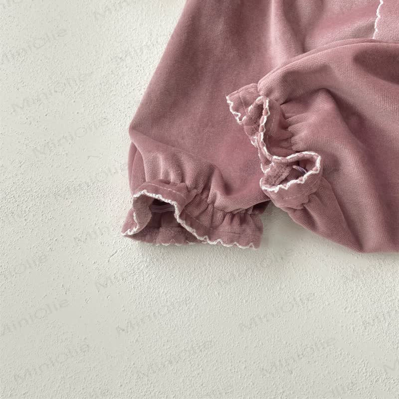 Baby Ruffle Trim Long Sleeve Romper - image 9