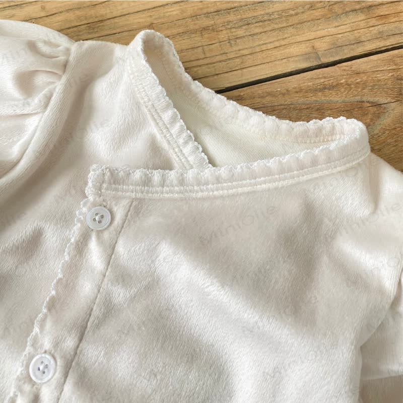 Baby Ruffle Trim Long Sleeve Romper - image 7
