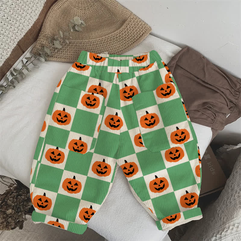 Baby Toddler Green Checkerboard Pumpkin Corduroy Pants - Green - 5-7T - image 1