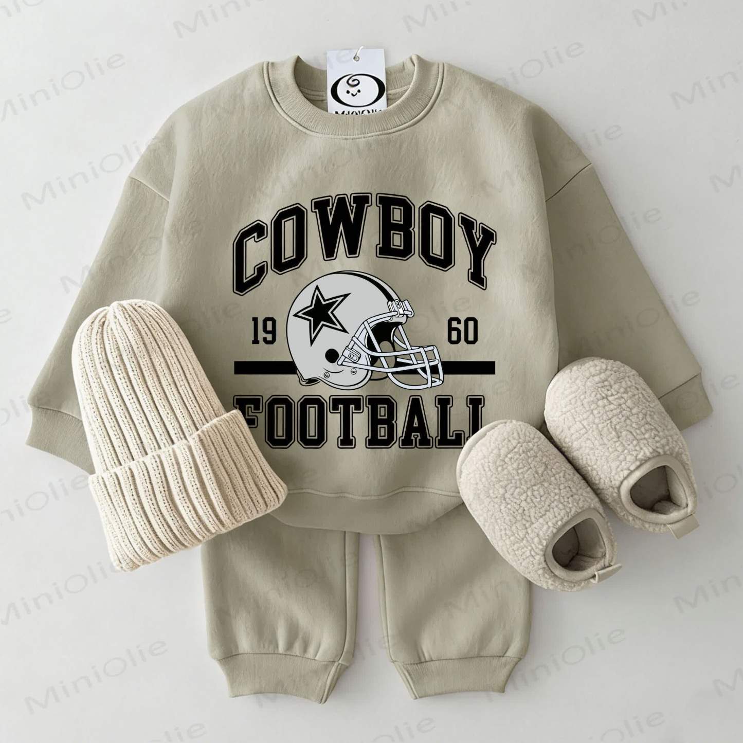 COWBOY 1960 FOOTBALL Baby Sweatshirt 2-piece Grey Green Set - Grey Green - 2-3T - image 1