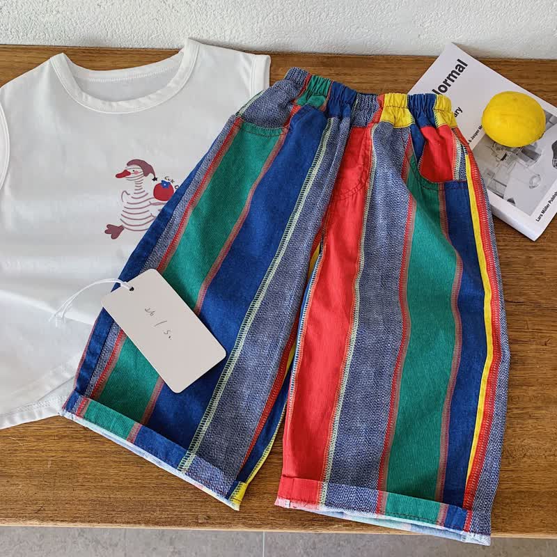 Toddler Boys Multicolor Striped Relaxed Fit Pocket Pants - Multicolor - 8-9T - image 2