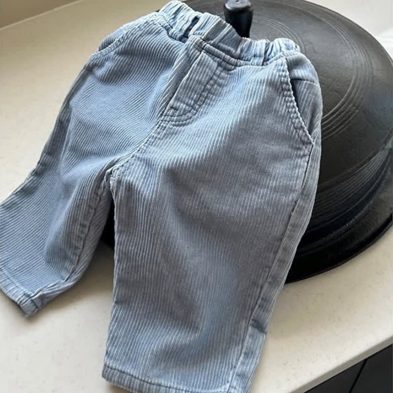 Baby Toddler Boys Solid Color Corduroy Pants - Blue - 3-4T - image 2
