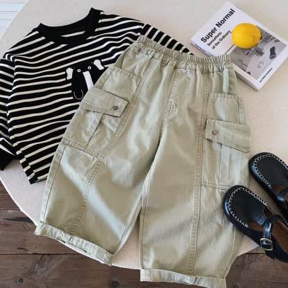 Toddler Boys Solid Color Relaxed Fit Cargo Pants - Beige - 8-9T - image 3