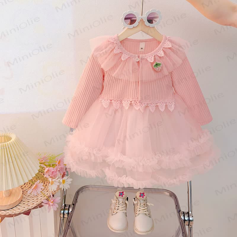 Baby Girl Strawberry Tulle Dress - Pink - 4-5T - image 1