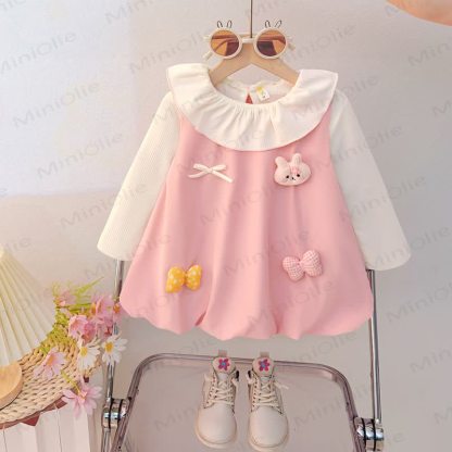 Baby Girl Bunny Bow Dress Set - Pink - 4-5T - image 1