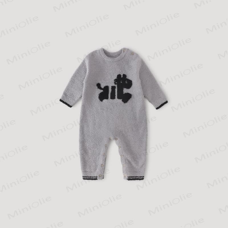 Baby Fleece Animal Print Romper - Gray - 2-3T - image 3