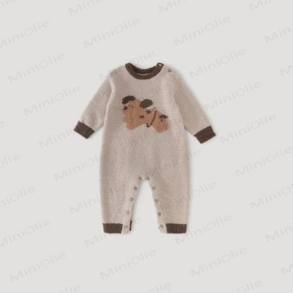 Baby Fleece Animal Print Romper - Brown - 2-3T - image 4