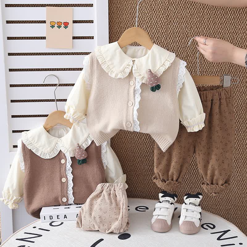 Baby Toddler Girls Carrot Ruffle Collar 3-piece Set - image 1