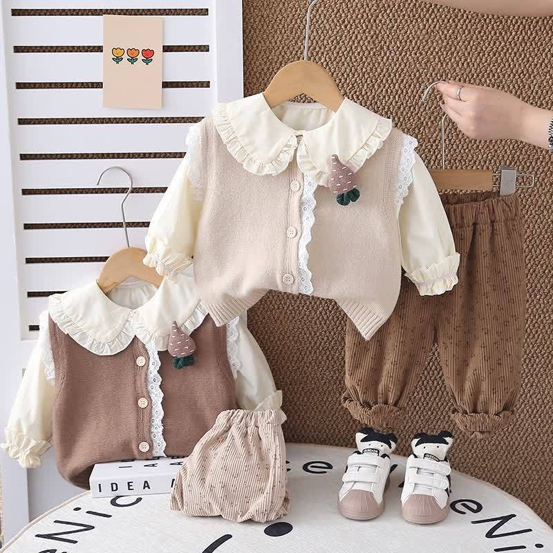 Baby Toddler Girls Carrot Ruffle Collar 3-piece Set - image 1
