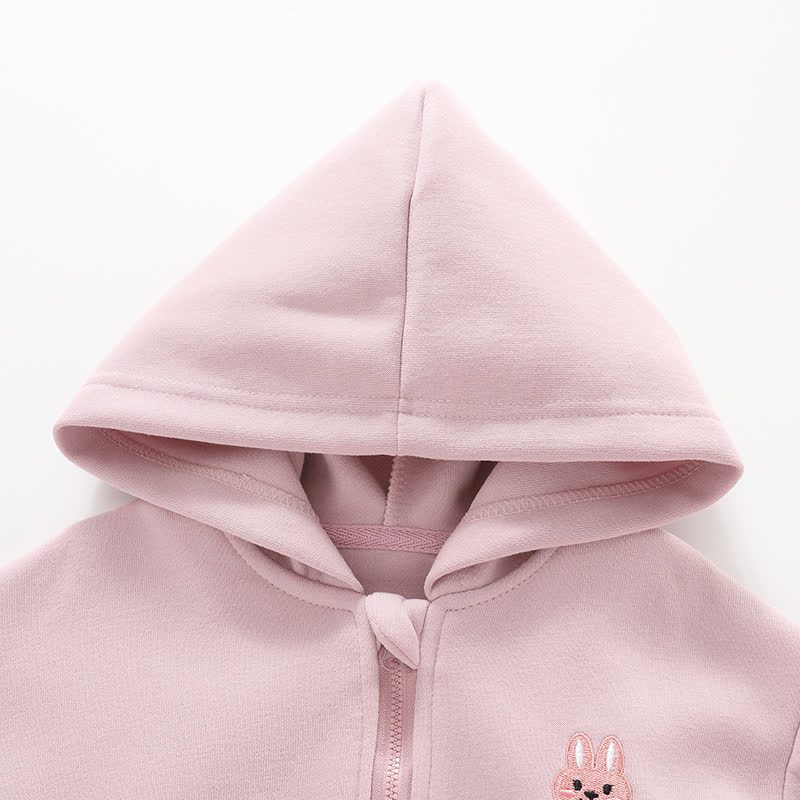 Baby Toddler Girls Solid Color Animal Print Zip Hoodie and Jogger 2-piece Set - image 4