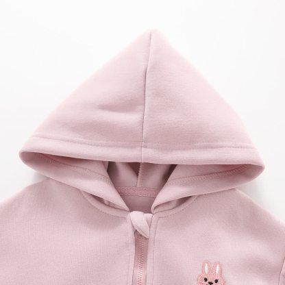 Baby Toddler Girls Solid Color Animal Print Zip Hoodie and Jogger 2-piece Set - image 4
