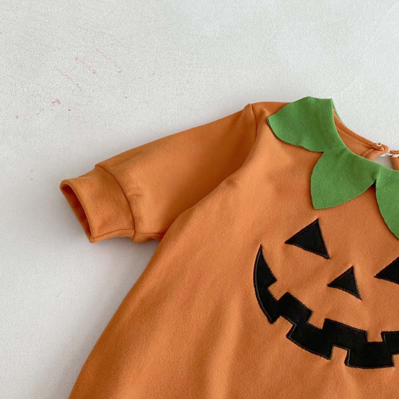 Baby Pumpkin Leaf Collar Halloween Romper and Hat - image 6