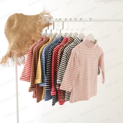 Baby Toddler Striped Mock Neck Long Sleeve Top - image 1