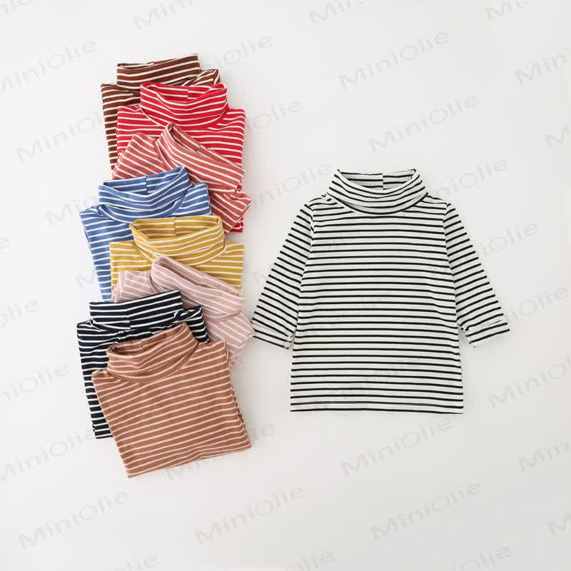 Baby Toddler Striped Mock Neck Long Sleeve Top - image 3