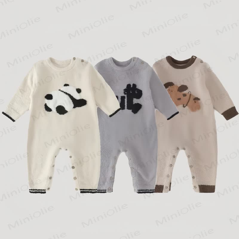 Baby Fleece Animal Print Romper - image 1