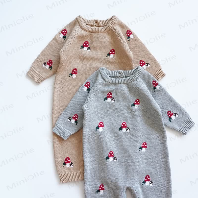 Baby Mushroom Knit Romper - image 1
