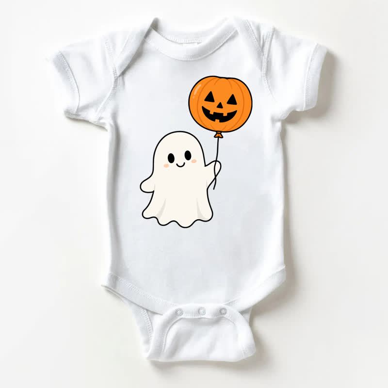 Baby Ghost with Pumpkin Balloon White Bodysuit - White - 18-24M - image 1