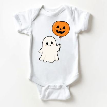 Baby Ghost with Pumpkin Balloon White Bodysuit - White - 18-24M - image 1