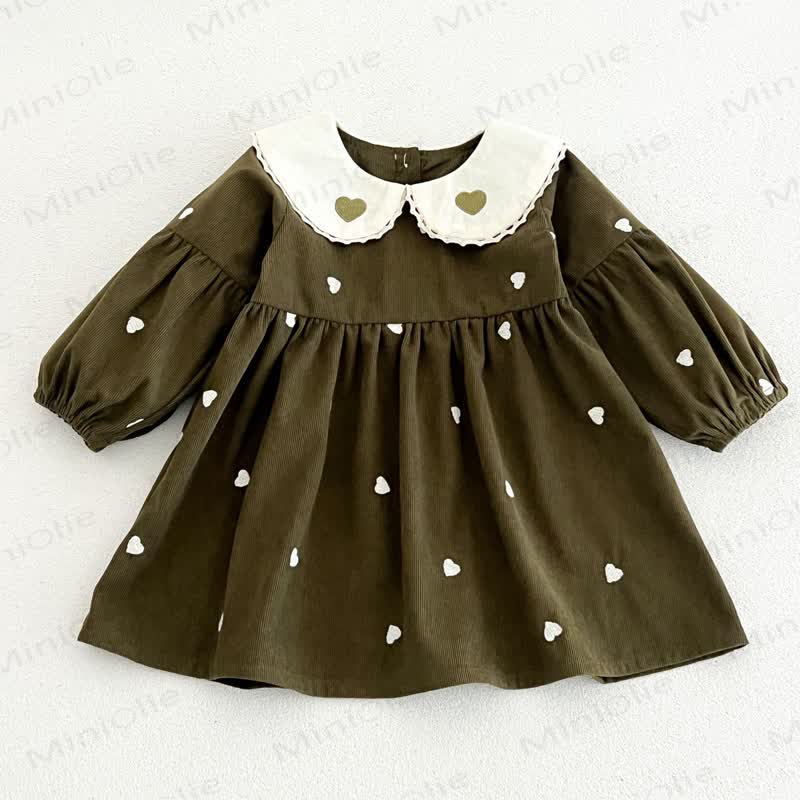 Baby Toddler Heart Print Peter Pan Collar Dress - Green - 4-5T - image 8