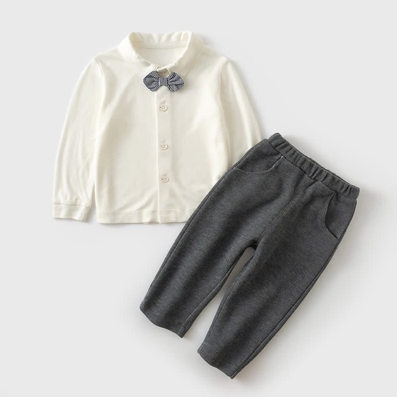 Baby Toddler Boys Shirt and Pants Set or Gentleman Cardigan - White Set - 3-4T - image 2