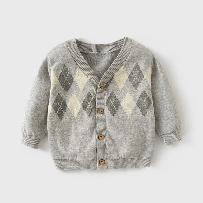Baby Toddler Boys Shirt and Pants Set or Gentleman Cardigan - Gray Argyle - 3-4T - image 3