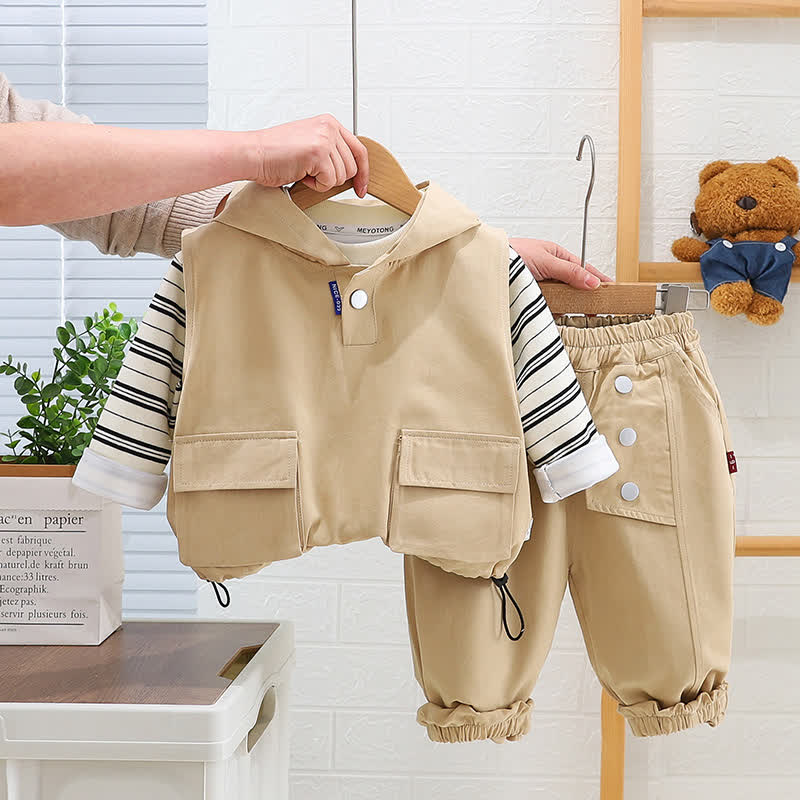 Baby Toddler Boys Casual Hooded Utility 3-piece Set - image 1