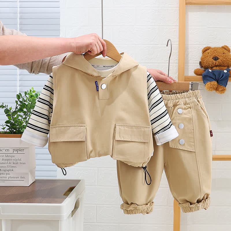 Baby Toddler Boys Casual Hooded Utility 3-piece Set - image 1