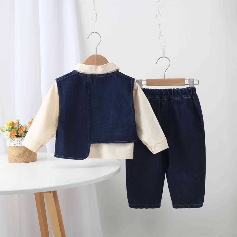 Baby Toddler Goose Shirt and Denim Layered 3-piece Set - image 2