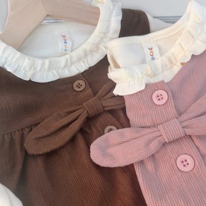 Toddler Baby Girl Bow Ruffle Collar Top and Pants 2-piece Set - image 4