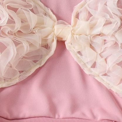 Toddler Girl Pink Lace Bow Sweatshirt and Pants 2-piece Set - image 4