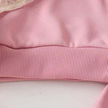 Toddler Girl Pink Lace Bow Sweatshirt and Pants 2-piece Set - image 5