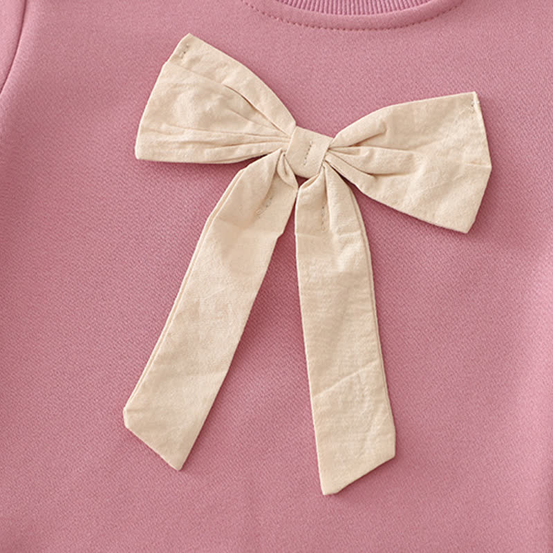 Toddler Girl Big Bow Sweatshirt and Denim Pants 2-piece Set - image 8