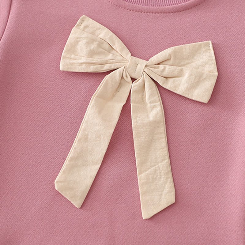 Toddler Girl Big Bow Sweatshirt and Denim Pants 2-piece Set - image 8