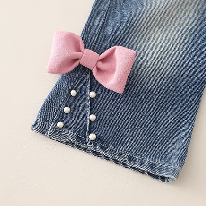 Toddler Girl Big Bow Sweatshirt and Denim Pants 2-piece Set - image 12
