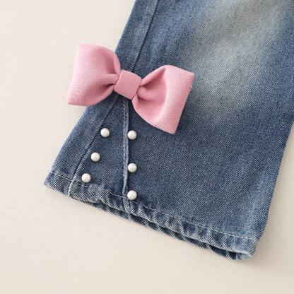Toddler Girl Big Bow Sweatshirt and Denim Pants 2-piece Set - image 12