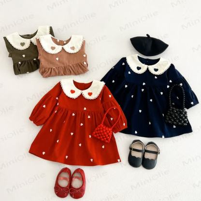 Baby Toddler Heart Print Peter Pan Collar Dress - image 3