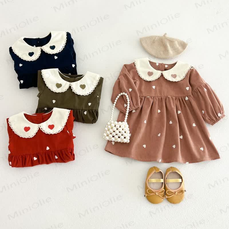 Baby Toddler Heart Print Peter Pan Collar Dress - image 5