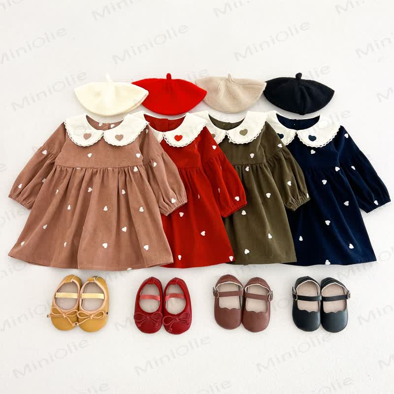 Baby Toddler Heart Print Peter Pan Collar Dress - image 1