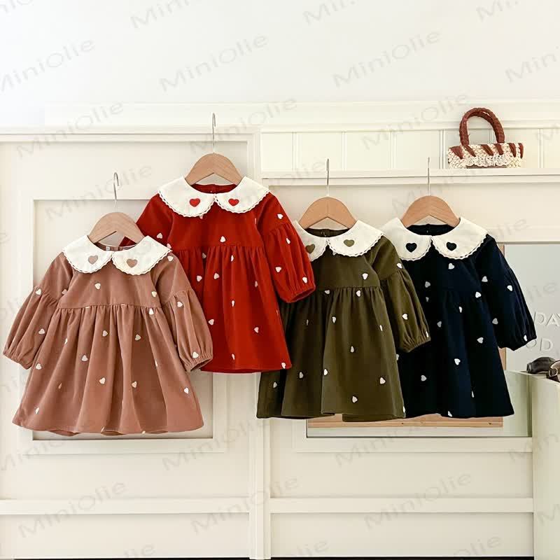 Baby Toddler Heart Print Peter Pan Collar Dress - image 2
