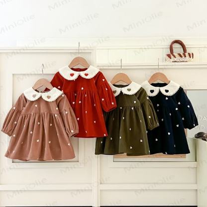 Baby Toddler Heart Print Peter Pan Collar Dress - image 2