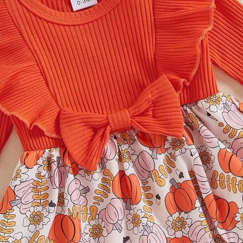 Baby Pumpkin Ruffle Ribbed Skirted Bodysuit with Headband - image 4