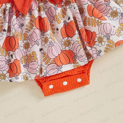 Baby Pumpkin Ruffle Ribbed Skirted Bodysuit with Headband - image 6