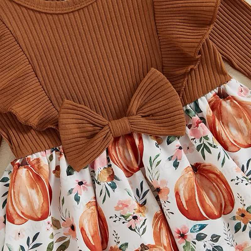 Baby Pumpkin Ruffle Ribbed Skirted Bodysuit with Headband - image 10