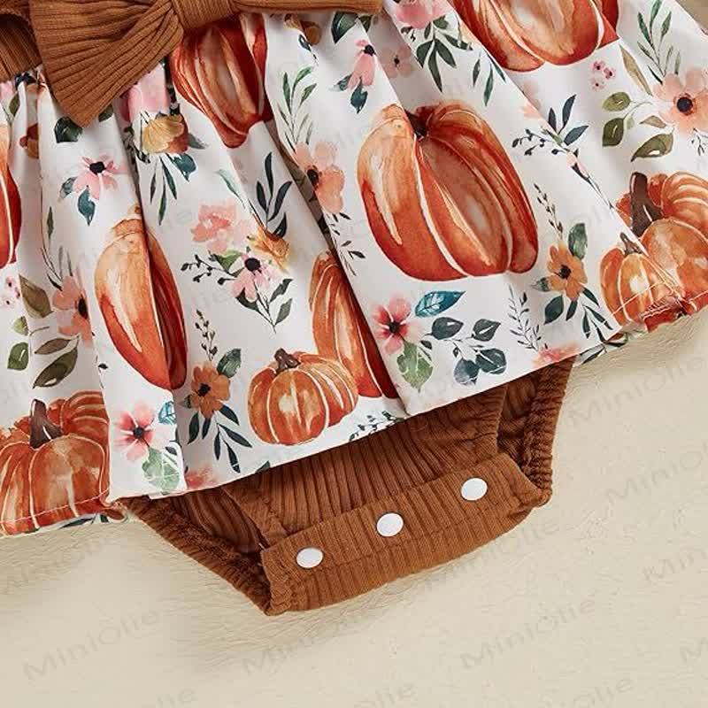 Baby Pumpkin Ruffle Ribbed Skirted Bodysuit with Headband - image 12